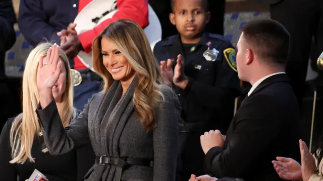 Melania Trump waving to the crowd