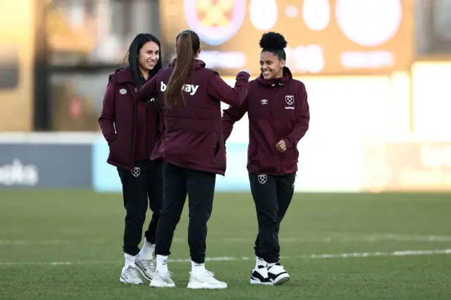 West Ham players at the Chigwell Construction Stadium