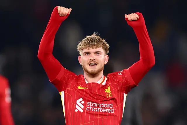 Harvey Elliott of Liverpool celebrates