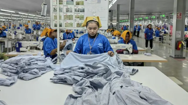 Employees at a Chinese-funded textile and garment factory in Kampong Chhnang Province, Cambodia (picture taken November last year)