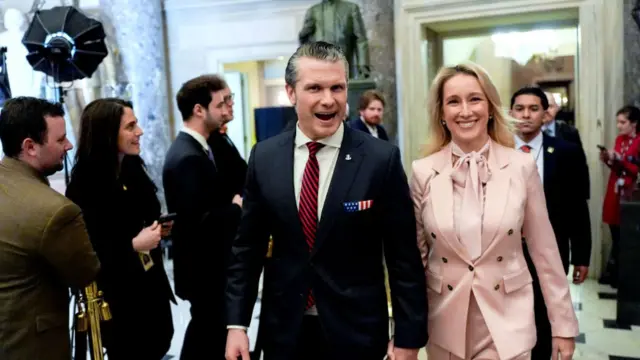 Secretary of Defense Pete Hegseth seen with his wife