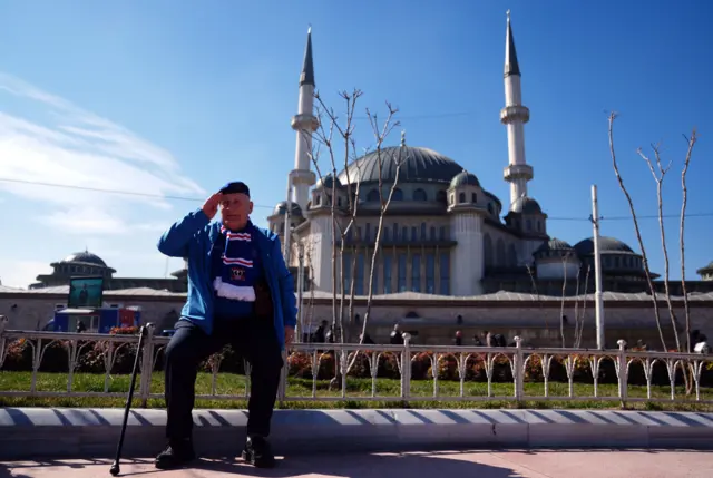 A Rangers fan in Taksim Square