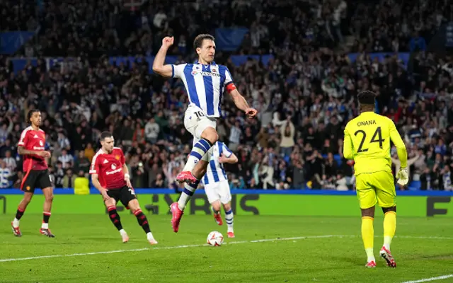 Mikel Oyarzabal of Real Sociedad celebrates