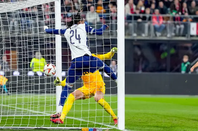 Djed Spence can't stop Lucas Bergvall of Tottenham's own goal
