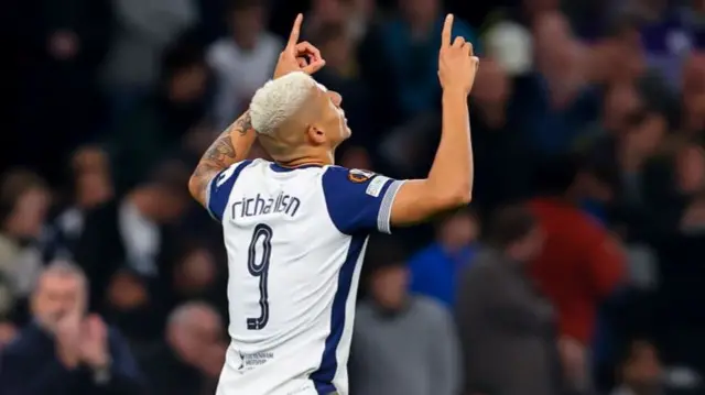 Richarlison celebrates after scoring for Spurs against AZ Alkmaar