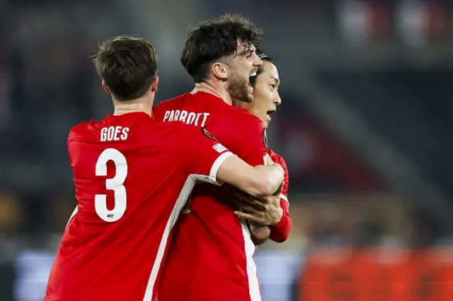 Troy Parrott of AZ, Seiya Maikuma of AZ celebrate