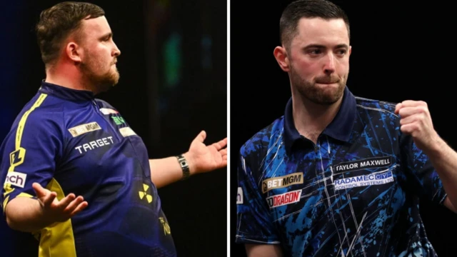 Luke Littler v Luke Humphries in the Premier League in Nottingham