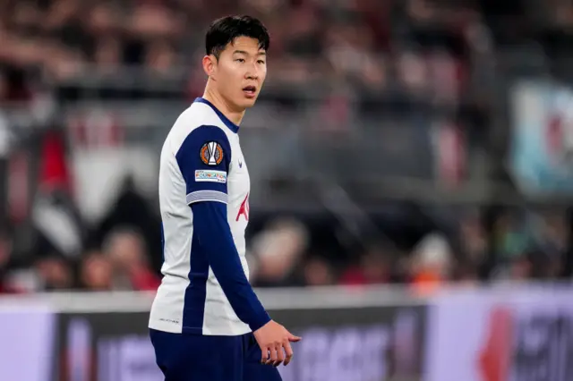 Son Heung-Min of Tottenham Hotspur looks on