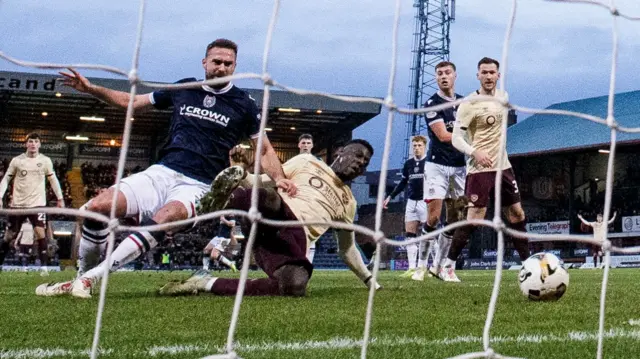 Musa Drammeh scores for Hearts against Dundee