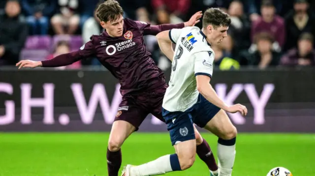 Hearts left-back James Penrice in action against Dundee