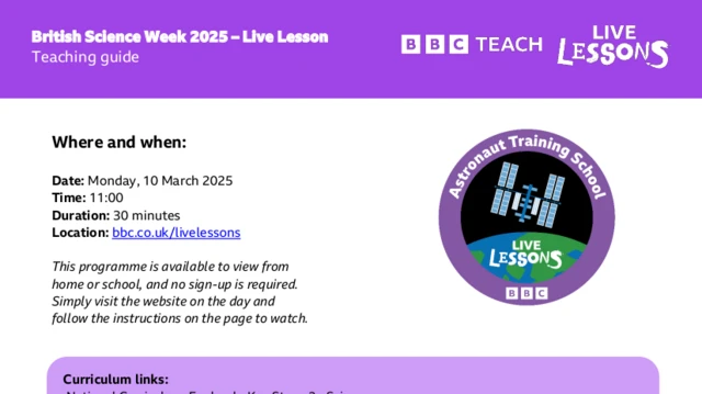 British Science Week 2025 Live Lesson Teaching Guide