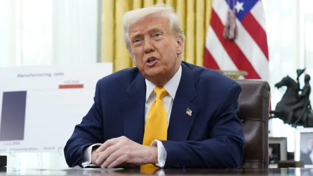 United States President Donald J. Trump makes a statement on jobs in the Oval Office of the White House in Washington