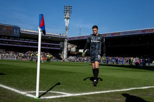 Liam Roberts walking off the pitch after being sent off