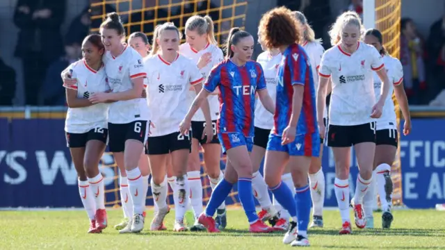 Jasmine Matthews of Liverpool celebrates scoring against Crystal Palace