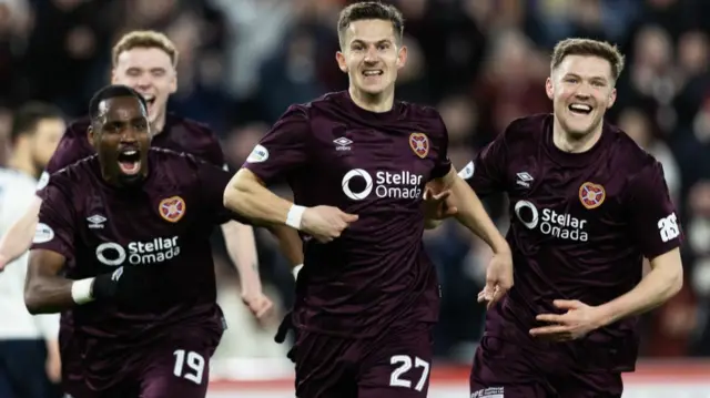 Hearts players celebrate