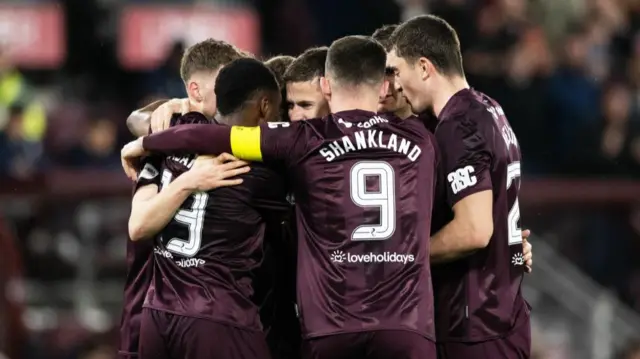 Hearts players celebrate