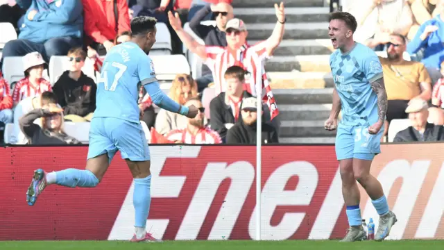 Cardiff goalscorer Isaak Davies celebrates at Sunderland