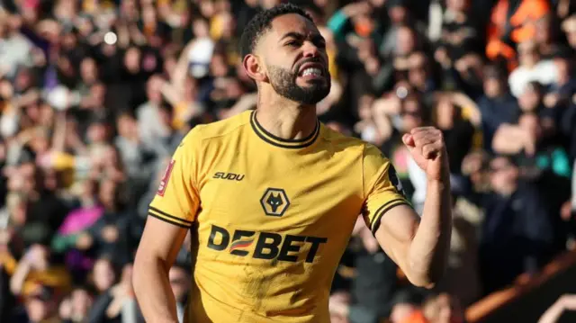 Matheus Cunha of Wolverhampton Wanderers reacts