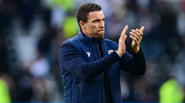 Blackburn Rovers manager Valerien Ismael claps the away support at full-time