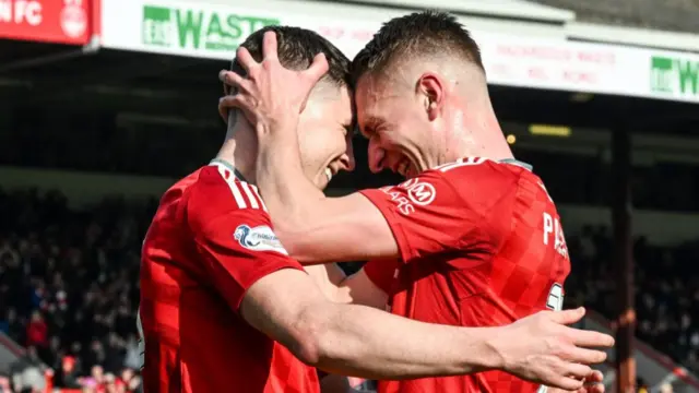 Aberdeen's Kevin Nisbet and Ante Palaversa