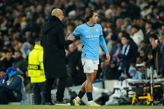 Pep Guardiola and Jack Grealish