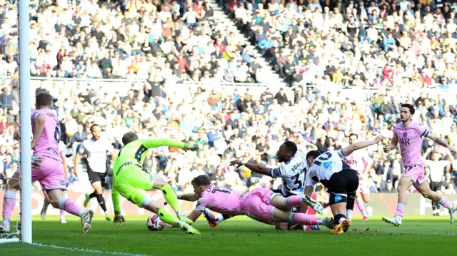 Ebou Adams scores Derby's second from close range