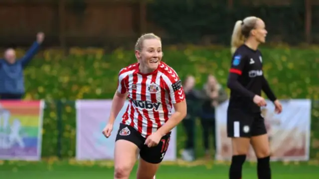 Sunderland's Katie Kitching celebrating a goal