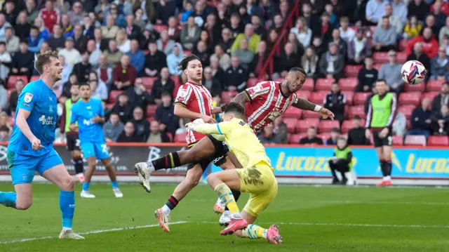 Tyrese Campbell scores the opening goal for Sheffield United