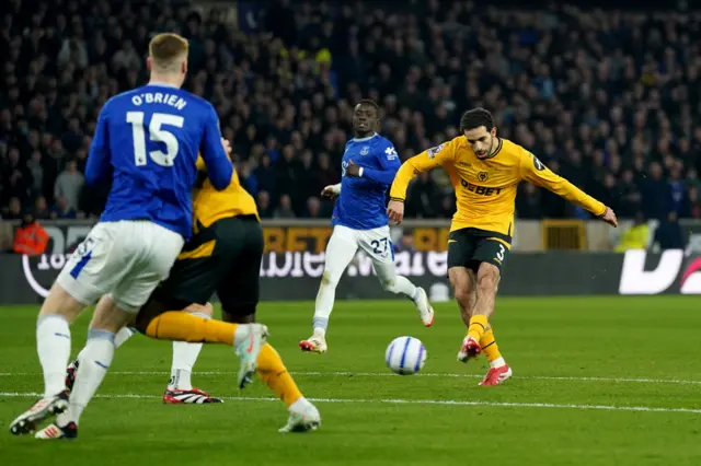 Ait nouri shoots from the edge of the box