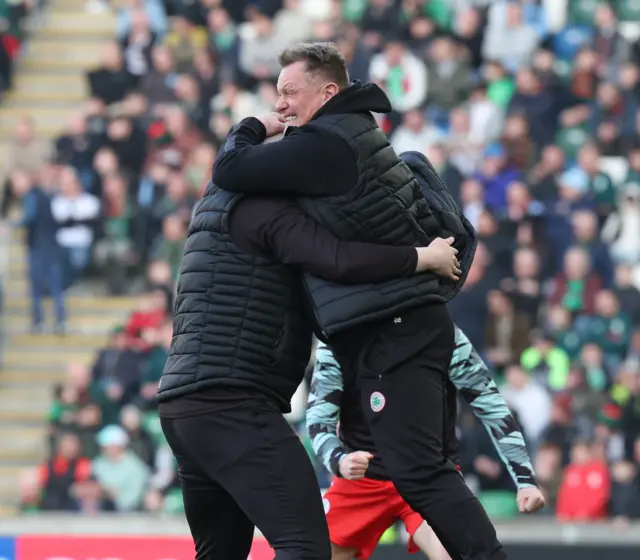 Jim Magilton celebrating