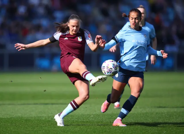 Aston Villa's Sarah Mayling in action with Manchester City's Mary Fowler