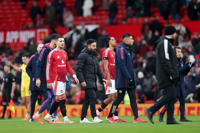 Ruben Amorim, Head Coach of Manchester United, looks on