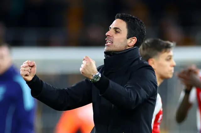 Arsenal manager Mikel Arteta celebrates