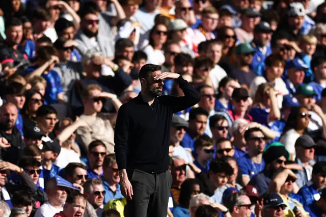 Leicester City manager Ruud van Nistelrooy look on