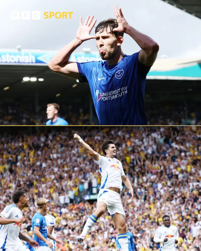 Callum Lang and Pascal Struijk celebrate goals