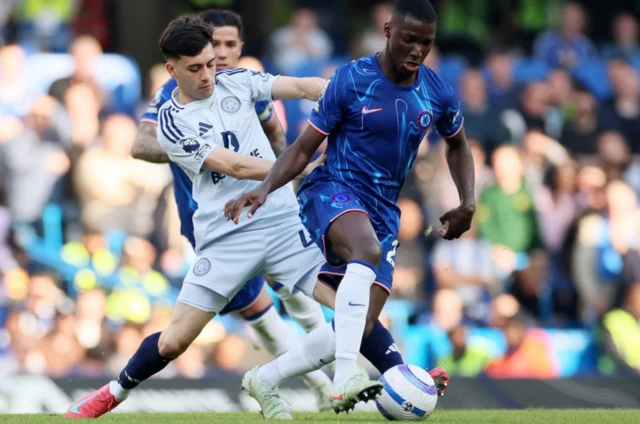 Leicester City's Facundo Buonanotte in action