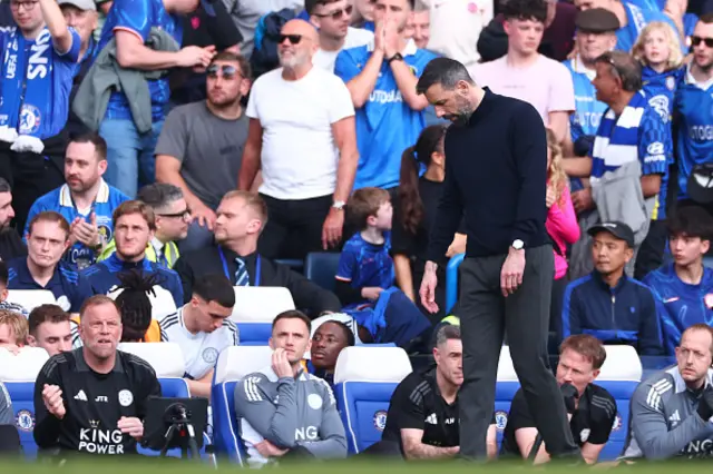 A dejected Leicester City Manager Ruud van Nistelrooy