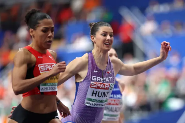 Amy Hunt in the women's 60m semi-finals