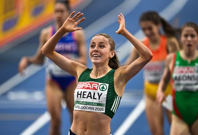 Sarah Healy celebrates