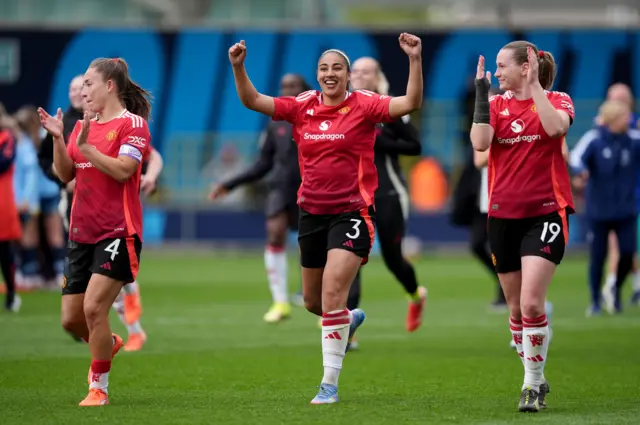 Man Utd women celebrate getting through to FA Cup final