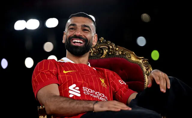 Mohamed Salah of Liverpool signs a new contract.