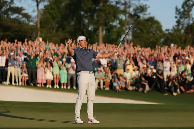 Rory McIlroy celebrates
