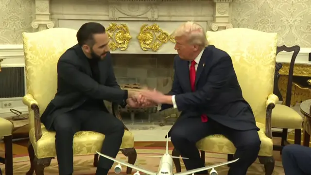 Bukele and Trump shaking hands