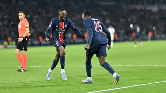 Nuno Mendes (25) of Paris Saint-Germain celebrates