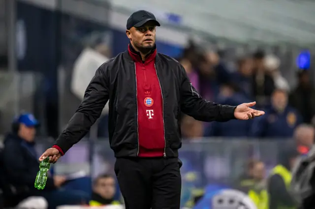 Head Coach Vincent Kompany of FC Bayern Muenchen reacts