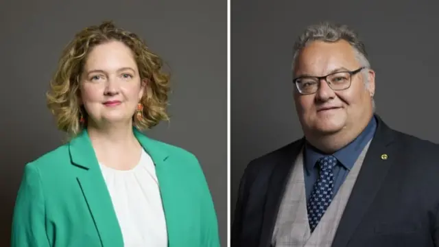 Photo shows the MPs Anna Sabine and Graham Leadbitter in their official House of Commons Portraits.