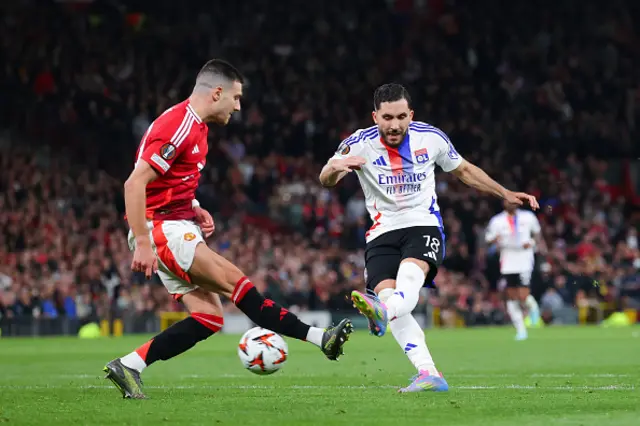 Rayan Cherki of Olympique Lyonnais scores