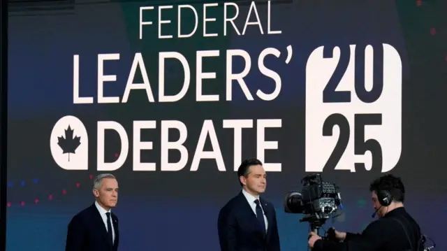 Carney and Poilievre at the Canadian debate