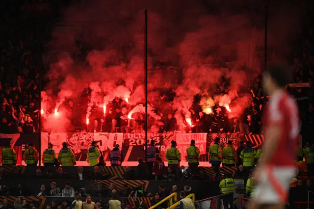 Lyon fans light up their flares