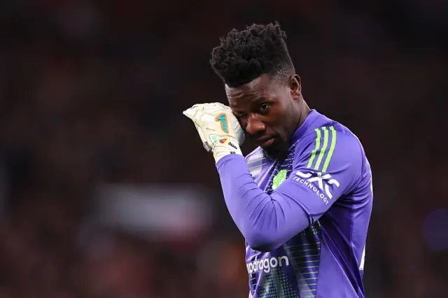 Andre Onana of Manchester United looks on